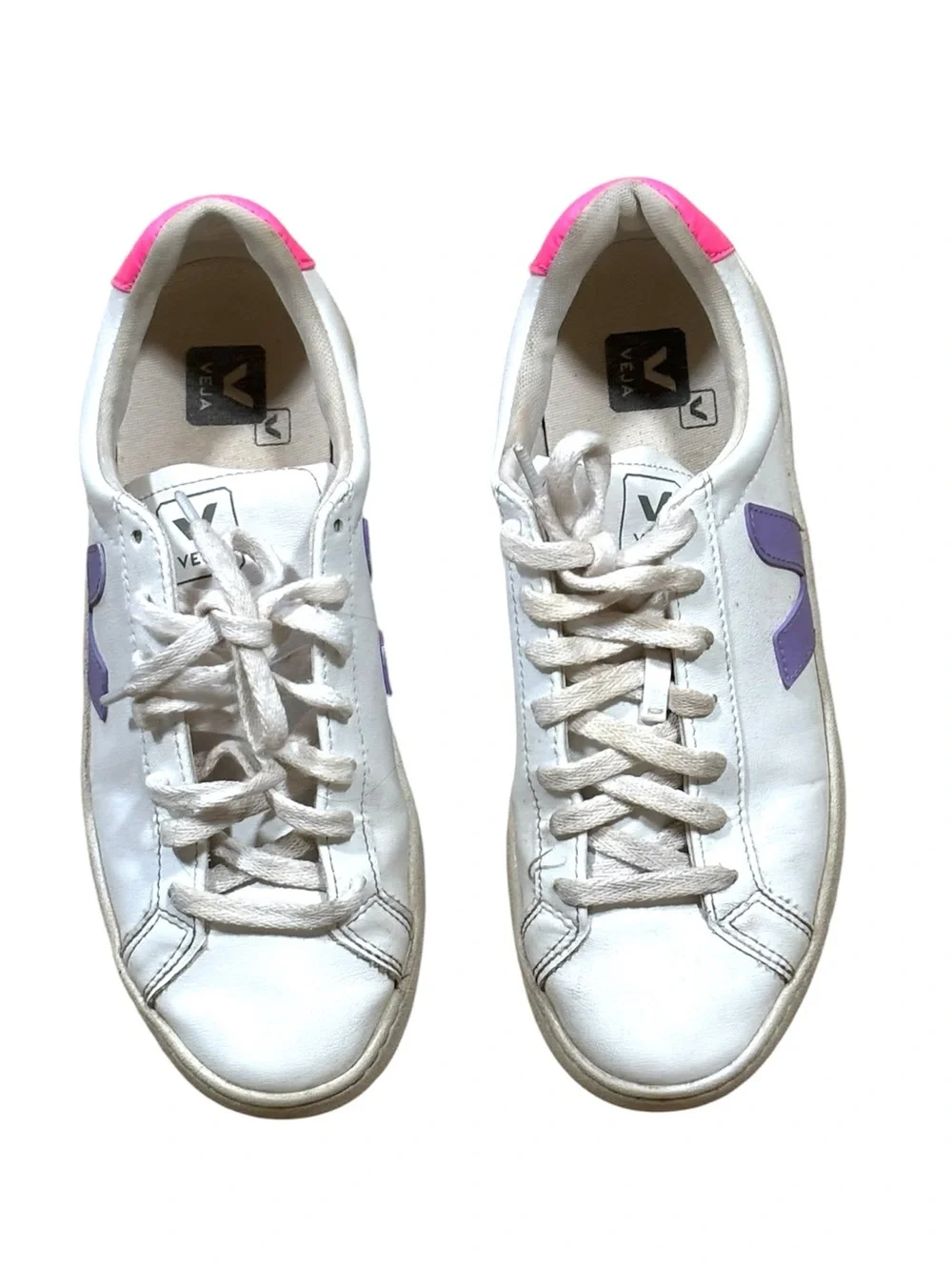 Women’s Veja Urca Low Top White CWL Lavender Pink Faux Leather Sneakers Size 7
